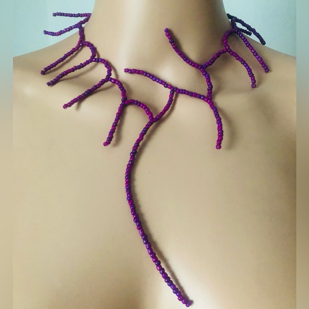 Purple Sea Beads Choker Necklace